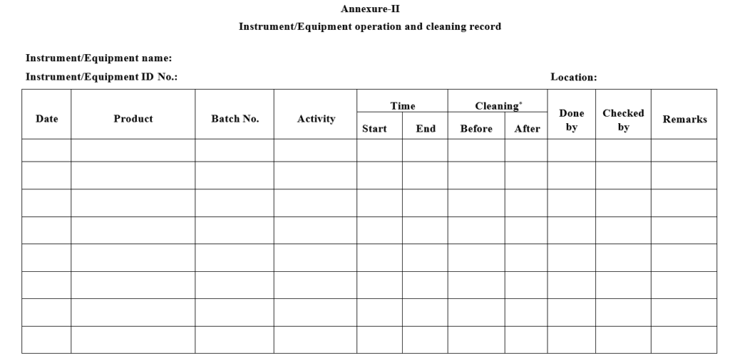 SOP for operation and cleaning of dynamic pass box