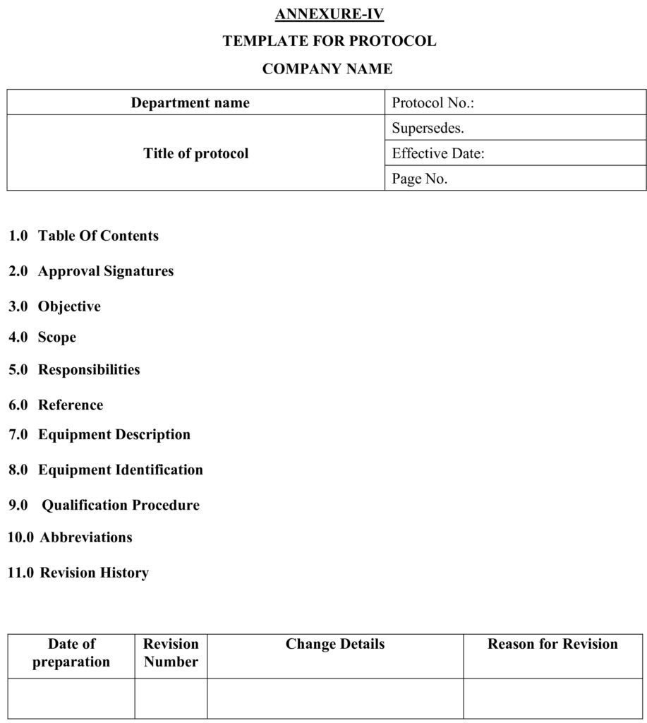 SOP for preparation of protocol and report