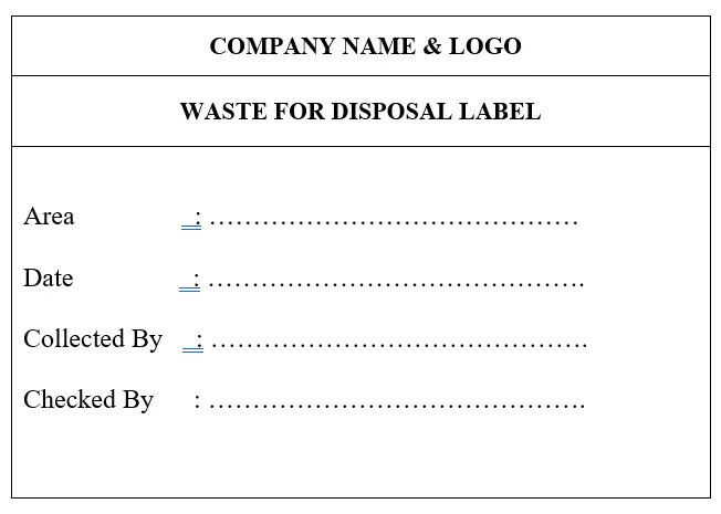 Procedure for Disposal of waste materials