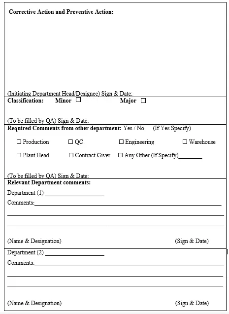 Sop for handling of temporary change control