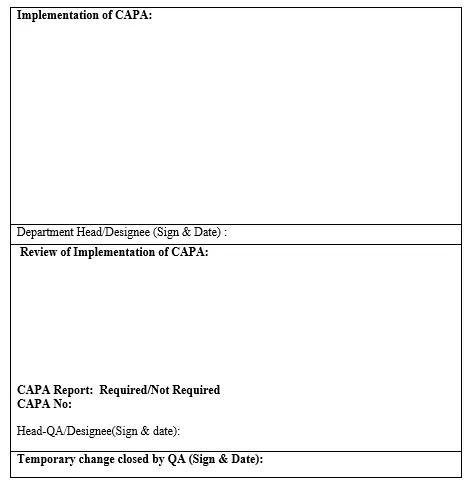 handling of temporary change control