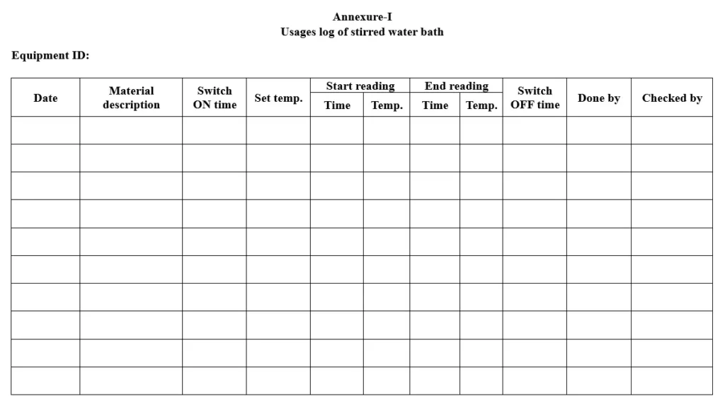 Procedure for operation and cleaning of stirred water bath