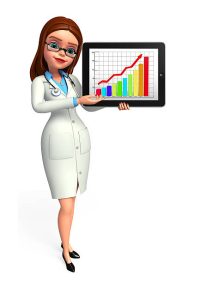 Illustration of young doctor with business graph